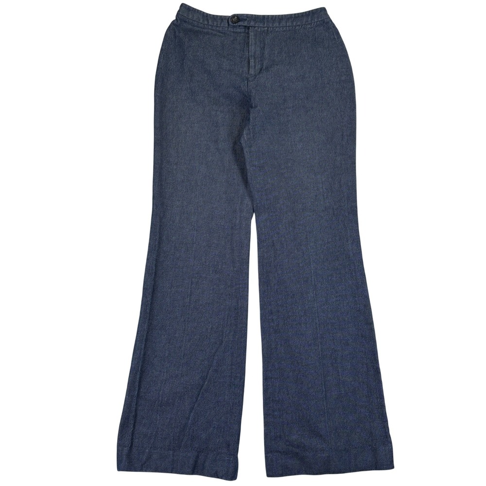 Banana Republic Women Size 2 Indigo Blue Wide Leg Cotton Trouser Pants High Rise